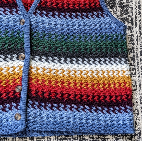 SOLD Crochet Knit Sweater Vest Earthy - Picture 7 of 16